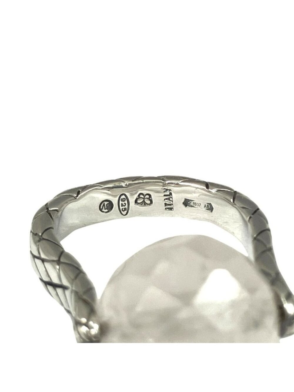 Bottega Veneta Intrecciato Clear Ball Ring Silver - Picture 5 of 6